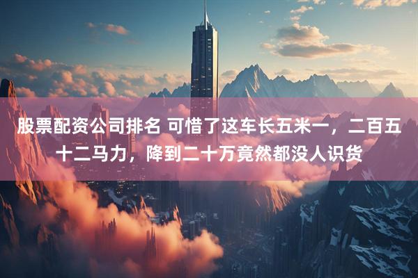 股票配资公司排名 可惜了这车长五米一，二百五十二马力，降到二十万竟然都没人识货
