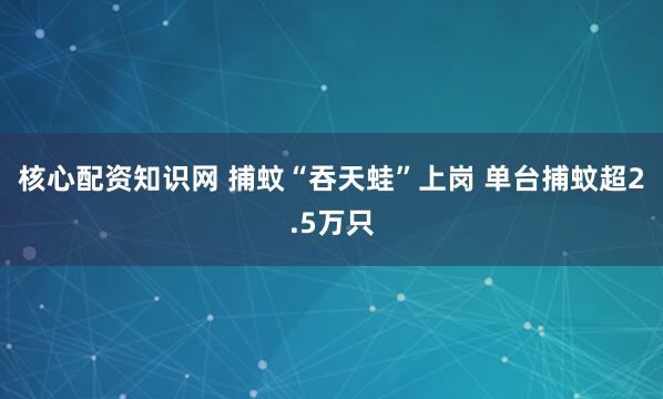 核心配资知识网 捕蚊“吞天蛙”上岗 单台捕蚊超2.5万只